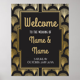 Bem-vindo Poster Gatsby Art Deco Dourado Casamento