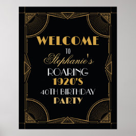 Bem-vindo Poster Gatsby Art Deco Dourado Sinal de