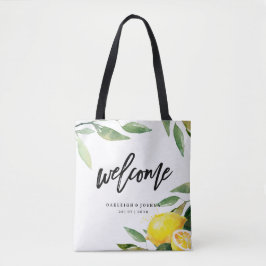 Bem-vindo Watercolor Lemon Bohemian Wedte Tote Bag