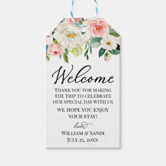 Bem-vindos etiquetas de casamento, cor-de-rosa e f