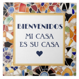 Bem-vindos Mi Casa Es Su Casa Gaudish mosaico fals