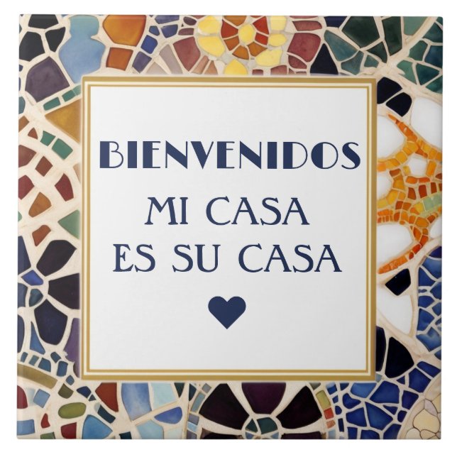 Bem-vindos Mi Casa Es Su Casa Mosaico Falso Gaudi (Frente)