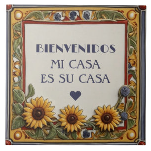 Bem-vindos Placa de Girassol Mi Casa Es Su Casa