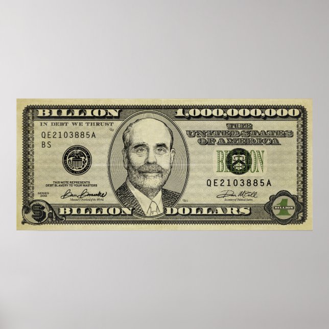Ben Bernanke Billion Bank Note Impressão (Frente)
