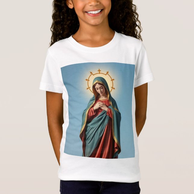 Bênção da Virgem Maria Camiseta da Rapariga (Frente)