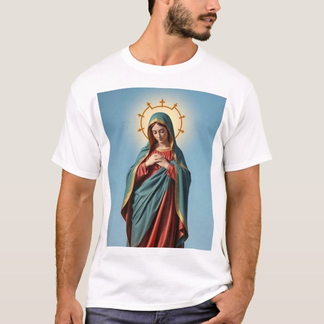 Bênção da Virgem Maria Camiseta Masculina (Frente)