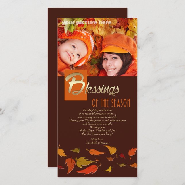 Bênçãos da Estação. Cartão com fotos de Ação de Gr (Frente/Verso)