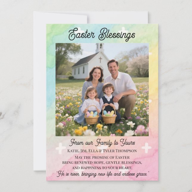 Bênçãos da Páscoa Modelo de Foto Personalizado (Frente)