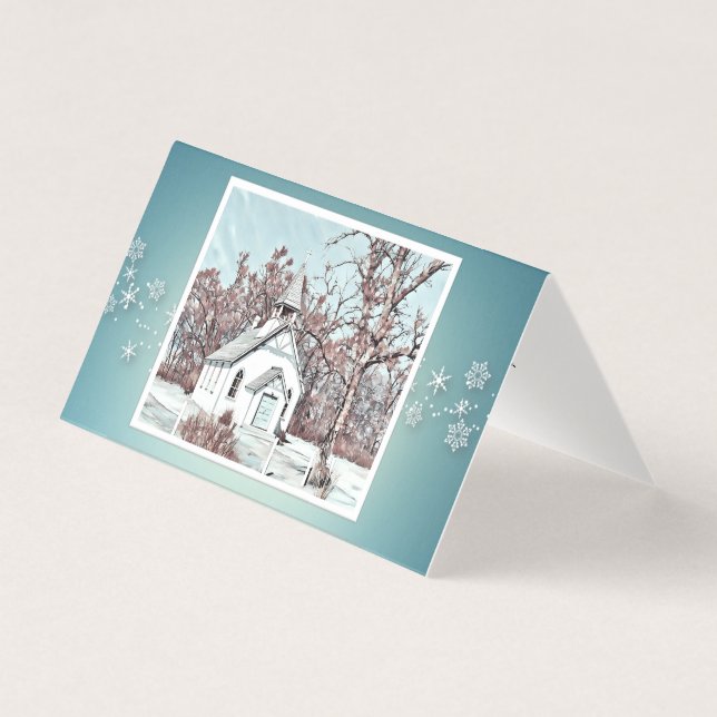 Bênçãos de Natal - Igreja de Neve - Turquesa (Frente)