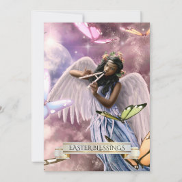 Bênçãos de páscoa.Anjo com Cartões de Borboletas