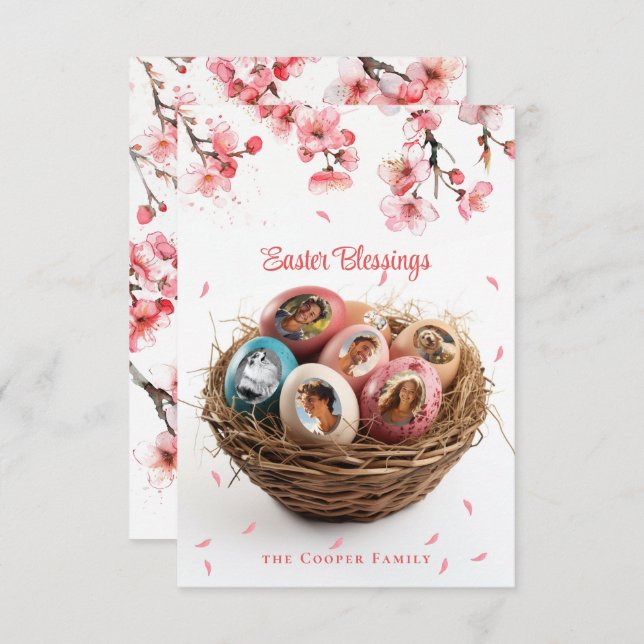Bênçãos de páscoa Cortei Fotos Cartão de Férias (Frente/Verso)