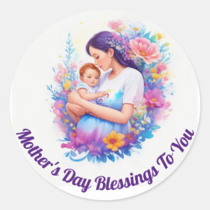 Bênçãos do Dia das Mães Adesivo Redondo