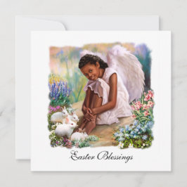 Bênçãos páscoas. Cartões Flat Afro Angel