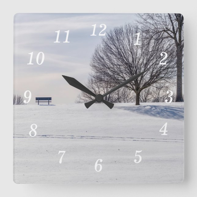 Bench No Relógio De Muro De Hill Cobrado Pela Neve (Frente)