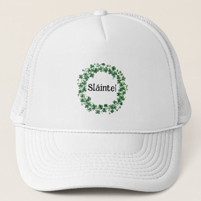Bendição Irlandesa Boné de Caminhoneiro Branco – S (Frente)