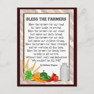 Bendize os Agricultores cartão postal de poema