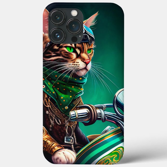 Bengal Cat dirigindo Ruas de bicicleta. Dia de Pat (Verso)