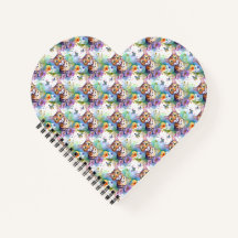Bengal Cat Motif Heart Shapal Notebook