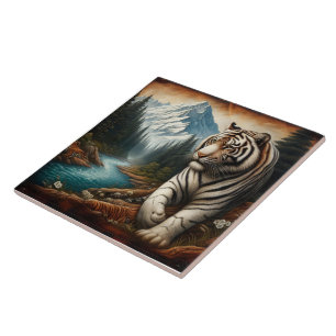 Bengal Tiger caminhando pelo rio Mountain River em