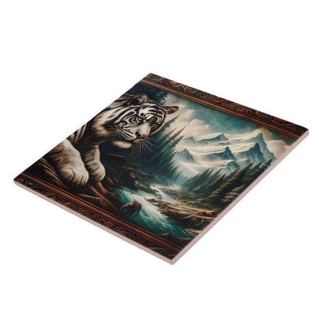 Bengal Tiger Resting by Mountain River (Lateral)