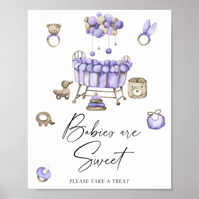 Berçário de aquarela - os bebês são poster doce (Frente)