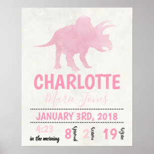 Berçário personalizado do dinossauro do poster d