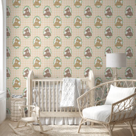 Berçário Ursinho Gingham em Blush & Sage