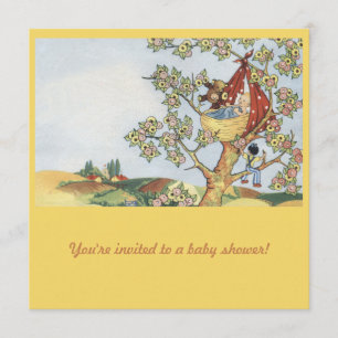 Berço no convite colorido para chá de fraldas de á