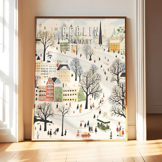 Berlin Germany Poster Art Print, Famous City Retro