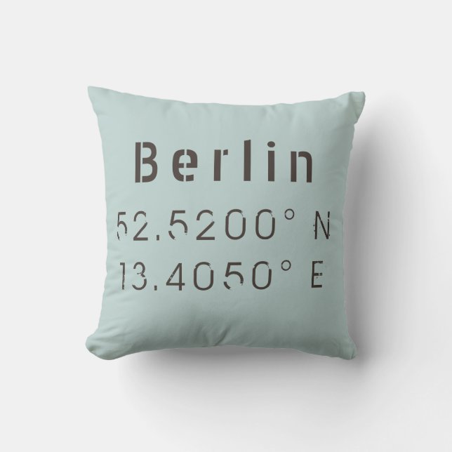 Berlin Longitude Latitude Almofada de Arremesso (Frente)