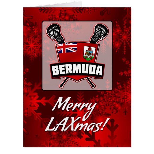 Bermuda Flag Lacrosse Shield Cartão de Natal (Frente)