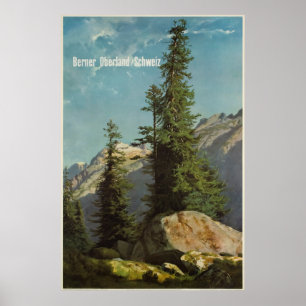 Berner Oberland, Schweiz, poster do esqui do