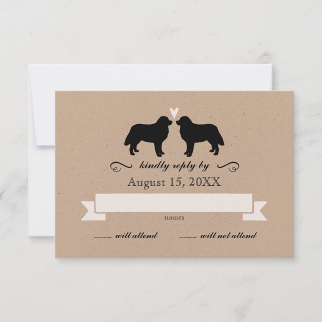 Bernese Mountain Dog Silhouettes Casamento RSVP (Frente)