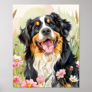 Bernese Mountain Dog Watercolor Impressão