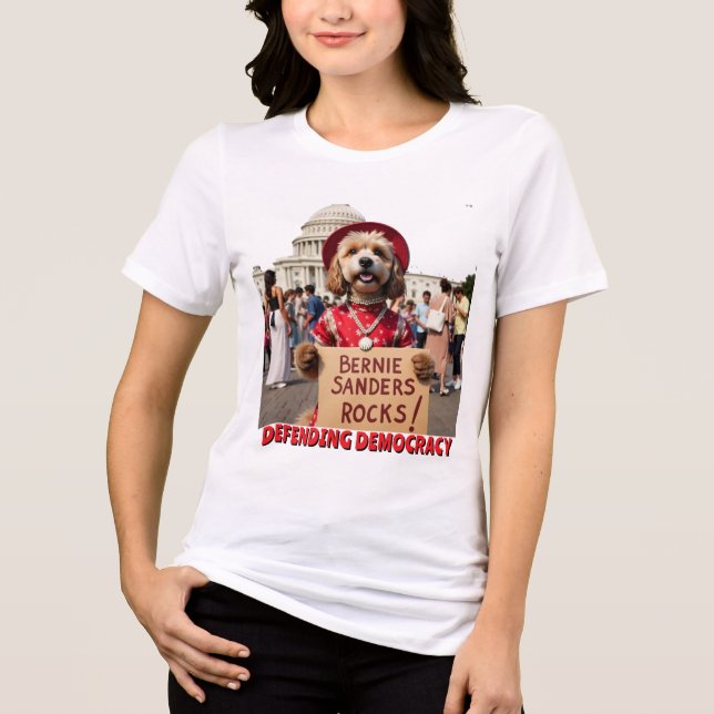 Bernie Sanders Rocks cão em camisa tridimensional  (Frente)