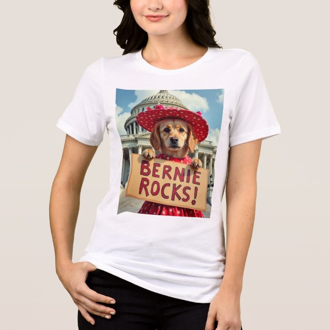 Bernie Sanders Rocks Cute Dog Tri-Blend Shirt (Frente)