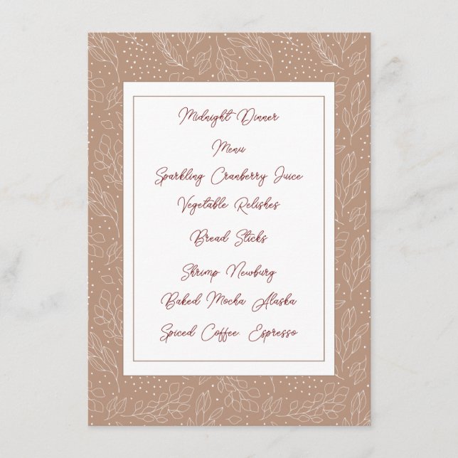 Berries and Leaves on Kraft Menu Card (Frente)