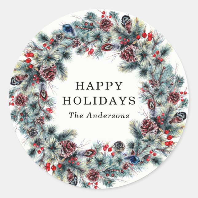 Berries Rustic e Pine | Adesivos de férias (Frente)