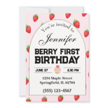 Berry First Birthday Convite Strawberry Convite