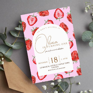 Berry First Birthday Convite Watercolor