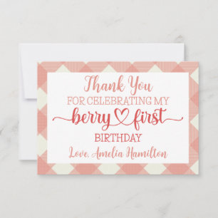 Berry First Birthday Flat Cartões de agradecimento