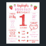 Berry First Birthday Milestone Poster<br><div class="desc">Primeiro aniversário Berry First Milestone Poster</div>