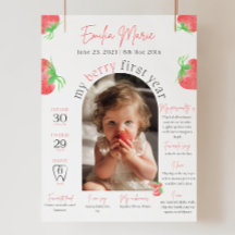Berry First Birthday Photo Sign Modelo 1rua Birth