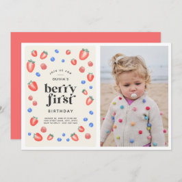 Berry First Birthday Strawberry Birthday Convite