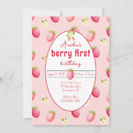 Berry First Birthday Strawberry Convite
