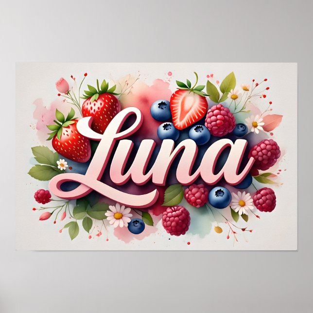 Berry Floral Personalizado Poster "Luna" (Frente)