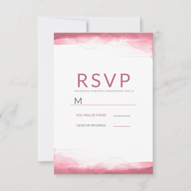 Berry Mauve Pink Watercolor Modern Wedn RSVP (Frente)