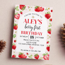 Berry Primeiro Aniversário Convite Strawberry Tema