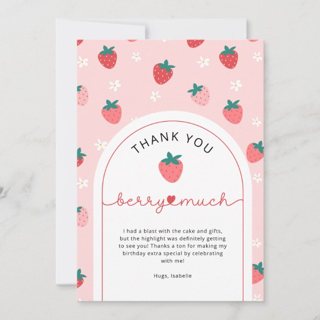 Berry Primeiro Cartões de agradecimentos de aniver (Frente)