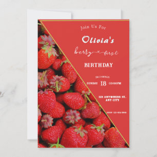 Berry Primeiro Convite de Aniversário Tema Straw